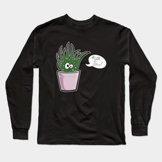 Aloe there  kawaii succulent Long Sleeve T-Shirt by CALLAILLUSTRATE